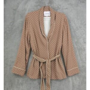 FRAME Jacket Womens Large Smoking Almondine Polka Dot Belted Retro Chic Brown